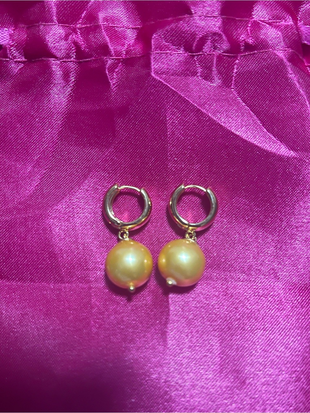 Gold Pearl Drop Hoop Earrings - Women Jewelry ( real Edison pearl)